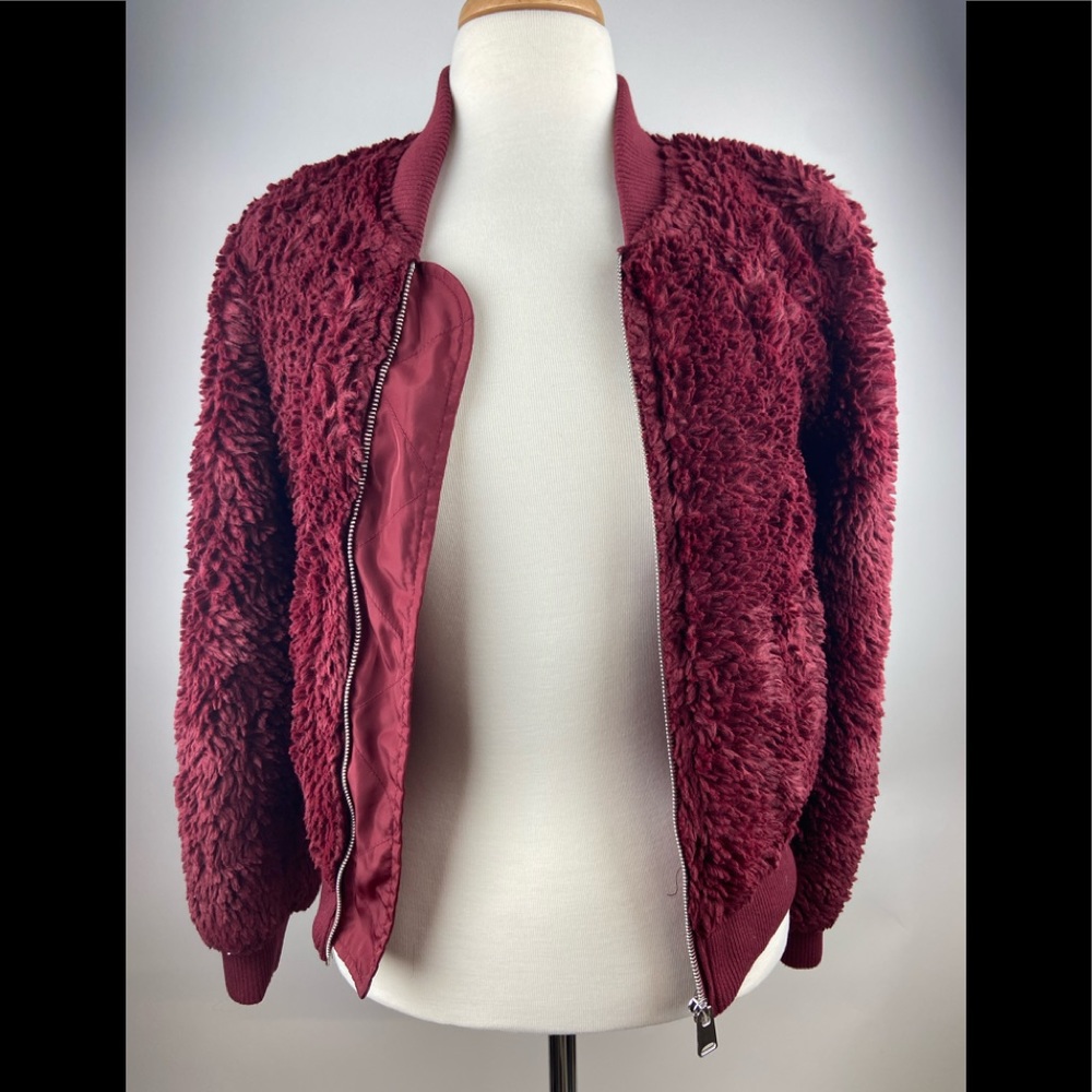 Love Tree Small Faux Fur Bomber Jacket - Small